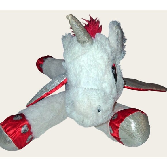 White & Red Unicorn Plush Toy By Love & Magic - Picture 7 of 9